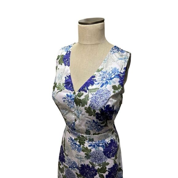 New Sam Edelman Womens Silky Floral Print Midi Dress Purple Mist Size Large - Picture 4 of 14